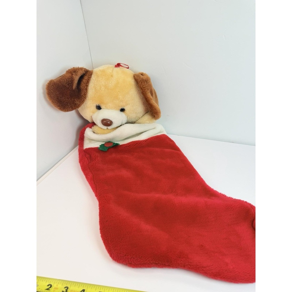 Plush Dog Christmas 3D Holiday Stocking Large Oversized Vintage Fun World